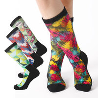 Chaussettes de compression en bambou personnalisées, imprimées en 3D, colorées, non-contraignantes, extra larges, à coupe ample, pour diabétiques