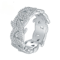 Bague unisexe classique Hip Hop en argent sterling S925 pavée de moissanite D VVS1, style cubain à motif épines et bulles, pour cadeau, fête ou usage quotidien