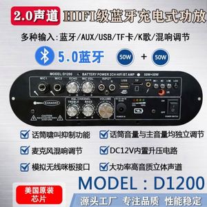 D1200 2 Channel 12V Car Amplifier Module 50W 50W Digital Amplifier Board BT Rechargeable Subwoofer for Karaoke - Product Image 2