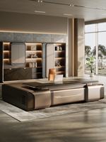 Ensemble de bureau moderne en forme de L sur mesure avec chaise de patron pour bureau de direction Bureau de haute qualité Table de PDG