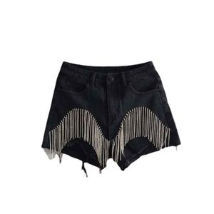 <span class=keywords><strong>2022</strong></span> <span class=keywords><strong>été</strong></span> Offre Spéciale femmes taille haute Denim Shorts strass glands mode diamant perles bleu clair à la mode femmes Denim Shorts - Product Image 6