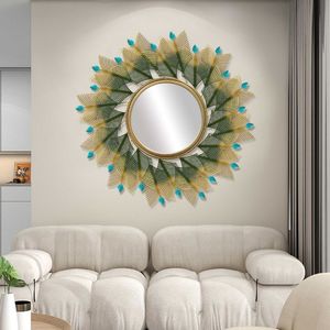 Specchio <span class=keywords><strong>in</strong></span> <span class=keywords><strong>Ferro</strong></span> con Piume di Pavone di Lusso, Decorazioni da Parete per Soggiorno, Ingresso e Corridoio - Product Image 2