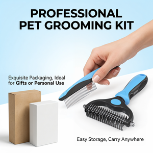 Double-Sided Pet Grooming Tool - <strong>Undercoat</strong> <strong>Rake</strong> &amp; Deshedding Comb for Dogs Cats - Effective Dematting Hair Removal Brush - Product Image 4