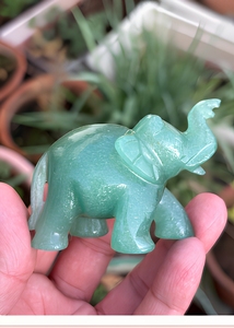 Green Aventurine <b>Elephant</b> Figurine Hand Carved Crystal <b>Elephant</b> Lucky Trunk Up Gemstone <b>Decor</b> 2 Inches - Product Image 4