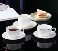 Stock en usine-OEM/ODM, ensemble de tasses à café blanches pour restaurants et hôtels, ensemble de tasses à thé en céramique avec logo personnalisé