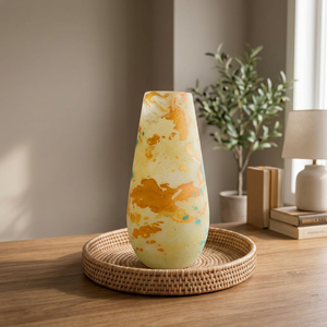 Jarrón de Resina Amarillo con Diseño de Salpicaduras, Moderno y Decorativo, Hecho a Mano, para Flores, Decoración del Hogar y Sala de Estar - Product Image 3