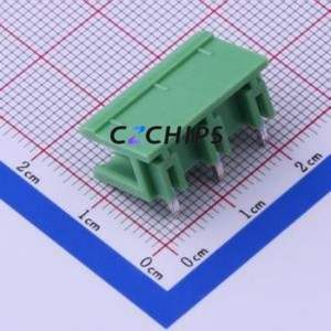 KF2EDGR-7.62-3P Plug-in Terminal Block Bent Lead Through Hole,P=7.62mm Connector Board-to-Board / Socket Open 1x3P 7.62mm Green - Product Image 2