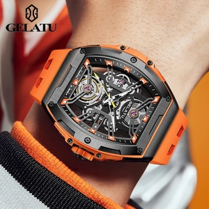 Montre mécanique automatique à remontage automatique GELATU pour homme, de haute qualité, à cadran ajouré, avec miroir saphir, étanche et lumineuse - Product Image 5