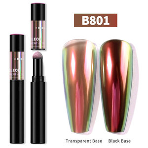 Poudre de paillettes pour ongles effet chrome caméléon, pigment miroir fantôme ultra fin avec stylo à points à coussin d'air - Product Image 6