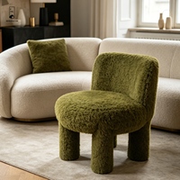 Fauteuil d'appoint Boucle - Canapé simple 4 pieds en polaire Teddy - Fauteuil moelleux en fausse fourrure bouclée pour salon et chambre modernes