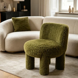 Fauteuil d'appoint Boucle - Canapé simple 4 pieds en polaire Teddy - Fauteuil moelleux en fausse fourrure bouclée pour salon et chambre modernes - Product Image 1