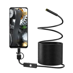 Dearsee高清7毫米内窥镜摄像机，适用于移动3合1 USB Type-c安卓管道镜柔性电缆10m烟囱检查摄像机