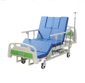 Factory Price Nursing Home Care Bed Electric Medical Bed Prices 5 Function Patient Hospital Bed with Petty Commode for Clinic