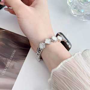 Correa de <span class=keywords><strong>reloj</strong></span> Chahong Ardor Clover Mother Of Pearl para <span class=keywords><strong>Apple</strong></span> Watch de 14 mm, correa de silicona con diseño de dijes, correa de repuesto. - Product Image 1