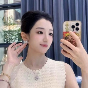 <span class=keywords><strong>Set</strong></span> Perhiasan Mutiara Air Tawar Alami 9mm Grade AAAA Berlapis Platinum, Hadiah Pertunangan Premium: Liontin, Kalung, Anting, Cincin - Product Image 6