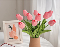 Lot de 10 mini-tulipes artificielles en PU pour décoration intérieure, accessoires de photographie de mariage, aménagement paysager, Saint-Valentin, vente en gros