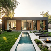 Maison préfabriquée modulaire moderne, structure en acier, villa préfabriquée, grande fenêtre en verre, maison pour usage résidentiel