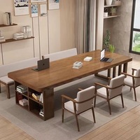 Bureau en bois de teck avec rangement, bureau d'écriture en bois massif, table de bureau moderne minimaliste, fabrication indonésienne