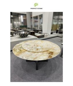 <span class=keywords><strong>Mesa</strong></span> <span class=keywords><strong>redonda</strong></span> doble Naturaleza <span class=keywords><strong>Mesa</strong></span> de piedra de lujo Muebles Pandora Comedor elegante Piedra de mármol Fabricante de muebles de piedra Premium - Product Image 1