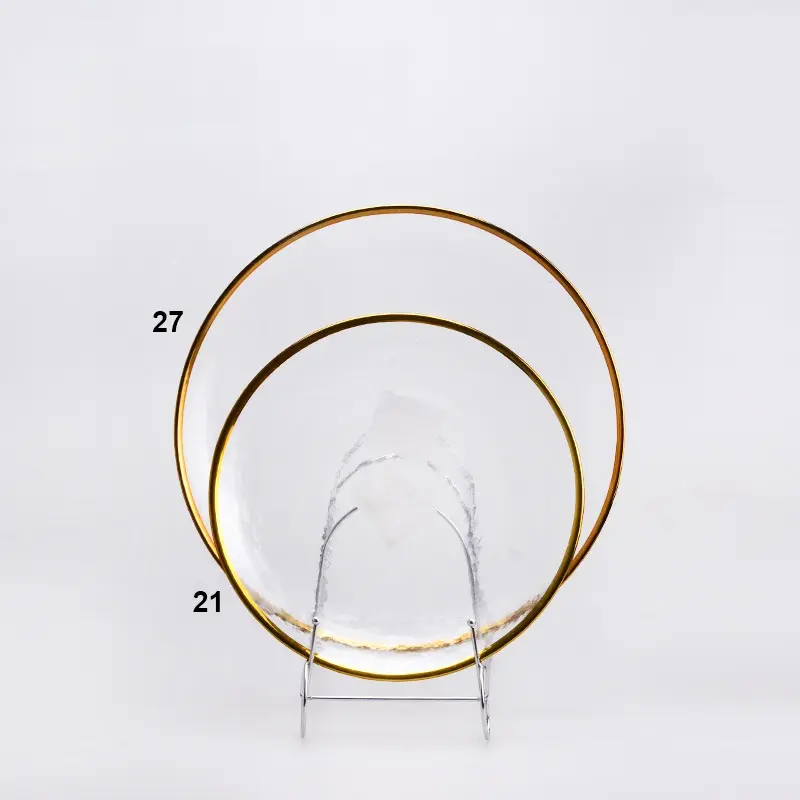 Hot sell Charger Plate Glass Tempered Dinner Set with Gold Printing