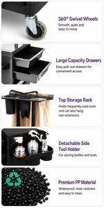 Professional 4 Wheel Salon <b>Trolley</b> Rolling <b>Tool</b> Cart Storage Organizer for Hair Salon Beauty Salon Barber Shop - Product Image 4