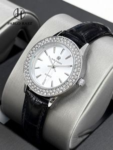 Montre-bracelet à quartz décontractée et élégante de Pablo Raez avec des diamants aquatiques tendance sur le cadran, un cadeau polyvalent et à la mode - Product Image 3