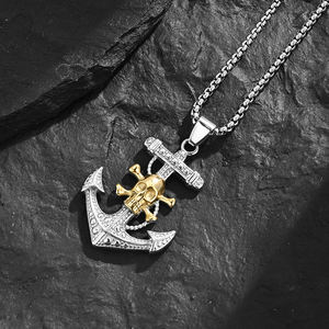 Мужское колье с подвеской в виде пиратского якоря - Product Image 3