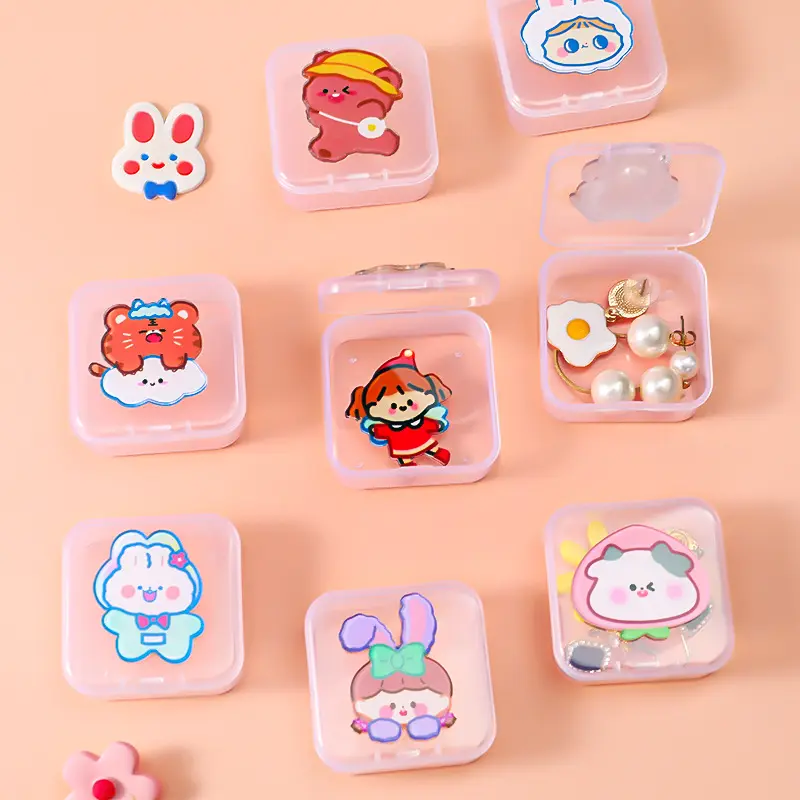 Cartoon jewelry boxes girl earrings earrings hair accessories finishing plastic small ins box jewelry packaging box