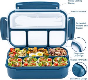 Boîte à lunch bento rectangulaire classique personnalisée, sans BPA, durable, réutilisable, compatible micro-ondes et lave-vaisselle, pour enfants et étudiants - Product Image 5