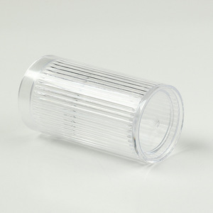 Transparent <b>Plastic</b> <b>Drink</b> <b>Cup</b> 9.5X5X5 For Coffee Milk Serving With Ribbed Design - Product Image 2
