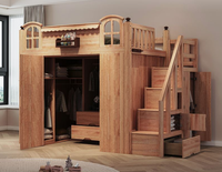 Lit superposé moderne en bois massif avec rangement intégré, écologique, durable et confortable pour enfants, idéal pour petits appartements, écoles et hôtels