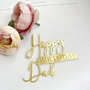 Décoration de gâteau d'anniversaire joyeux anniversaire <span class=keywords><strong>maman</strong></span> et papa gâteau acrylique plaque enfichable gâteau topper fête des pères - Product Image 4