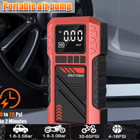 Démarreur de batterie portable sans fil 6000 mAh avec gonfleur de pneus de voiture, batterie externe et affichage LED pour situations d'urgence
