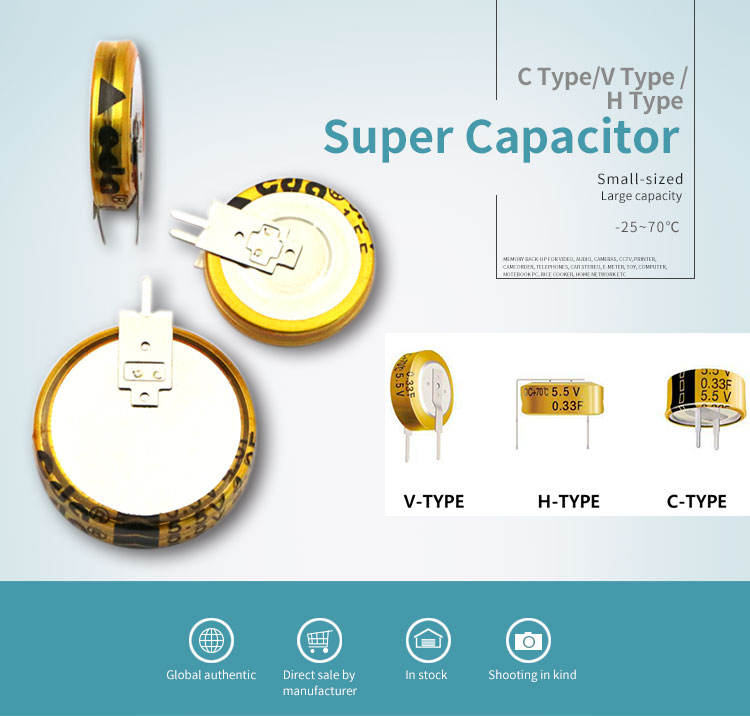 Condensatore Super Farad Originale 5.5V 0.22F 0.33F 0.47F 0.68F 1F 1.5F 4F C-tipo V-tipo H-tipo Condensatore HCV-tipo Supercondensatore (Size : Type-H 5.5V 0.47F - Foto 7