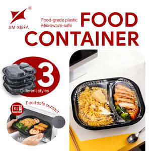 Boîte à lunch jetable en plastique, conteneur alimentaire à emporter, boîte à lunch 1/2/3 compartiments avec couvercle - Product Image 3