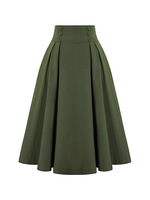 Jupe longue plissée décontractée mi-longue style corset vintage taille haute avec poches pour femme, idéale printemps-automne