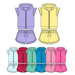 Sweat à capuche personnalisé pour filles avec fermeture éclair et volants, en spandex doux/coton biologique, vente en gros, vêtements confortables pour tout-petits, prix d'usine - Product Image 2