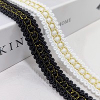 Accessoires vestimentaires de luxe en dentelle perlée rayée avec broderie en fil doré, sexy, noir/blanc, pour robe de mariée, sac, textile de maison