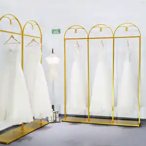 High end nano altın zemin ekran çerçevesi özelleştirilmiş stüdyo elbise dükkanı düğün elbise askısı