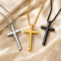 Collares y Cadenas de Moda Fina con Colgante de Cruz Pequeña de Aleación Pulida de Alto Brillo Estilo Hip Hop para Hombres