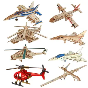Детская деревянная игрушка ручной работы, боевой самолет, вертолет, модель 3D, деревянная сборка, головоломка, игрушка