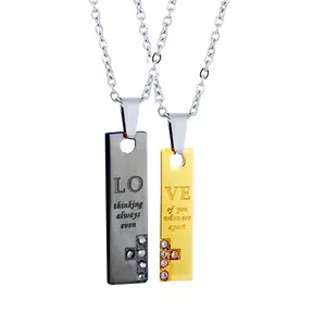 Titanium Steel Ornaments Europe And America Simple Necklace Wish Necklace Simple I Love You Stainless Steel Lovers Pendant