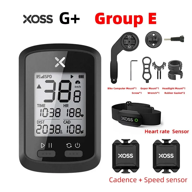 जीपीएस XOSS G + प्लस सायक्लिंग कंप्यूटर दिल दर पर नज़र Armband गति ताल सेंसर Backlight साइकिल कंप्यूटर के साथ जीपीएस