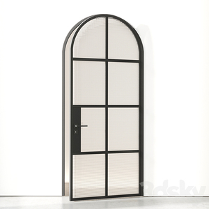 Luxury French American Wholesale Iron Metal Glass Interior Arches Shape Steel Door With Flute Glass