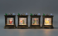 Lanterne boule à neige LED horloge antique or noir, boule de neige scintillante tourbillonnante pour décoration de Noël à la maison