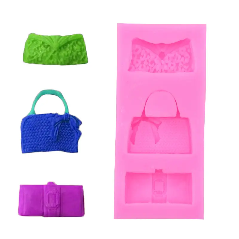 Retângulo 3pcs imitação moda senhora bolsas carteira forma diy silicone moldes