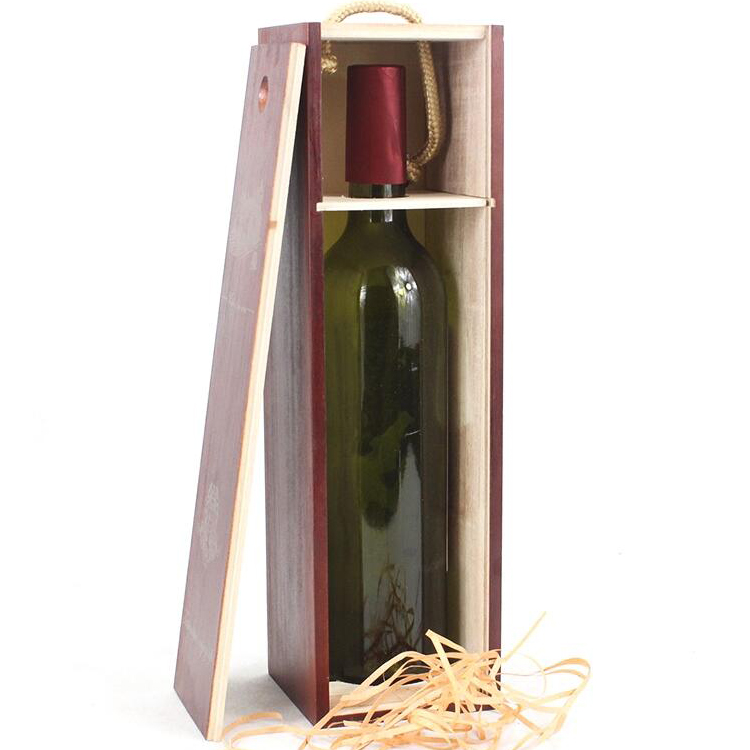 Деревянная лакированная красная упаковочная скользящая крышка Paulownia под заказ, деревянная Подарочная коробка для винных бутылок на свадьбу