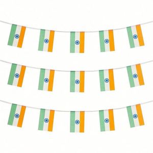 Wholesale Custom Bunting India Orange White Green String <b>Flag</b> of Indian Hindu Decoration Banner for Country Events - Product Image 6