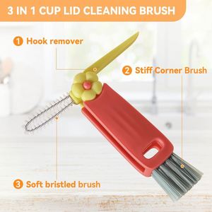 3 in 1 Cup Lid Gap <b>Cleaning</b> <b>Brush</b> Set Multifunctional Baby Bottle Cleaner Kitchen Crevice <b>Cleaning</b> Tool Multi-Color - Product Image 3
