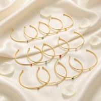 Joyería de Moda 2026, Brazalete Abierto Delgado de Cobre Chapado en Oro de 18K con Circonita, Elegante para Mujer, Uso Diario, Citas, Fiestas, Regalo
